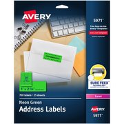 AVERY Label, Neon, Perm, 1X2.5, Green 750PK AVE5971